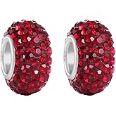 Adabele 2pcs Authentic Solid Sterling Silver Hypoallergenic Jan-Dec Birthstone Bead Charm Austrian Rhinestone Compatible with Pandora All Bracelet Necklace Women Birthday Gift