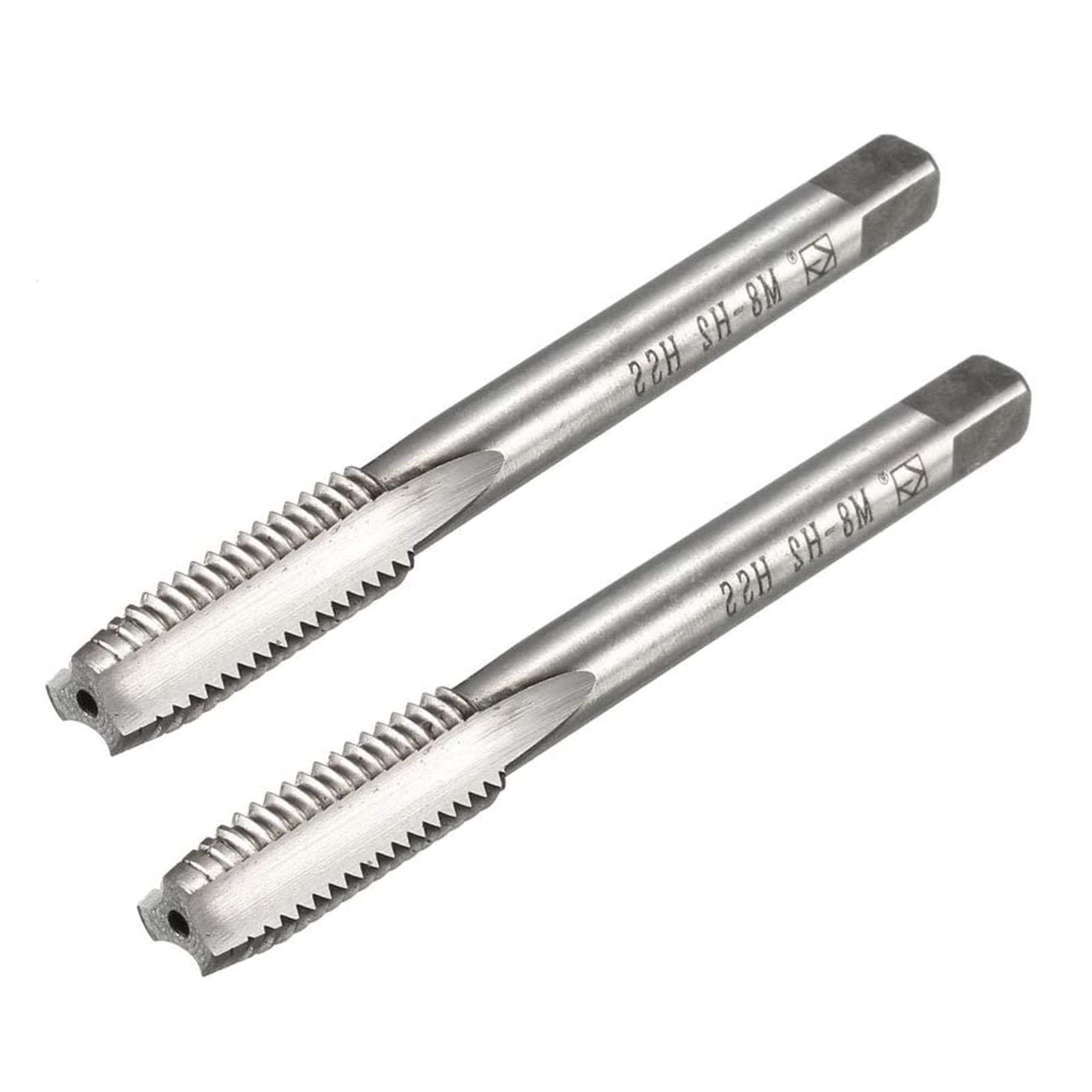 TOP-VIGOR M8 x 1.25mm Straight Flute Screw Thread Tap, Thread Milling Tap with H2 Tolerance, HSS Straight 3 Flutes Metric Machine Tap for Drilling and Tapping 2Pcs