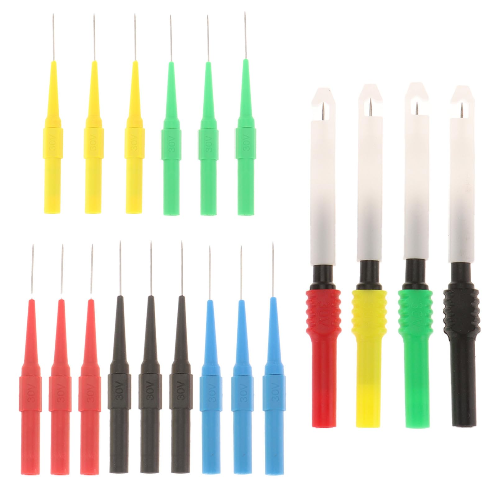 Photo 1 of 19 Pcs Multimeter Test Set, 15pcs 0.7mm Probe Pins and 4pcs Insulation Wire Piercing Probes, Automotive Back Probe Kit Power Needle Test Accessories for Multimeter Banana Socket Plug Car Tester