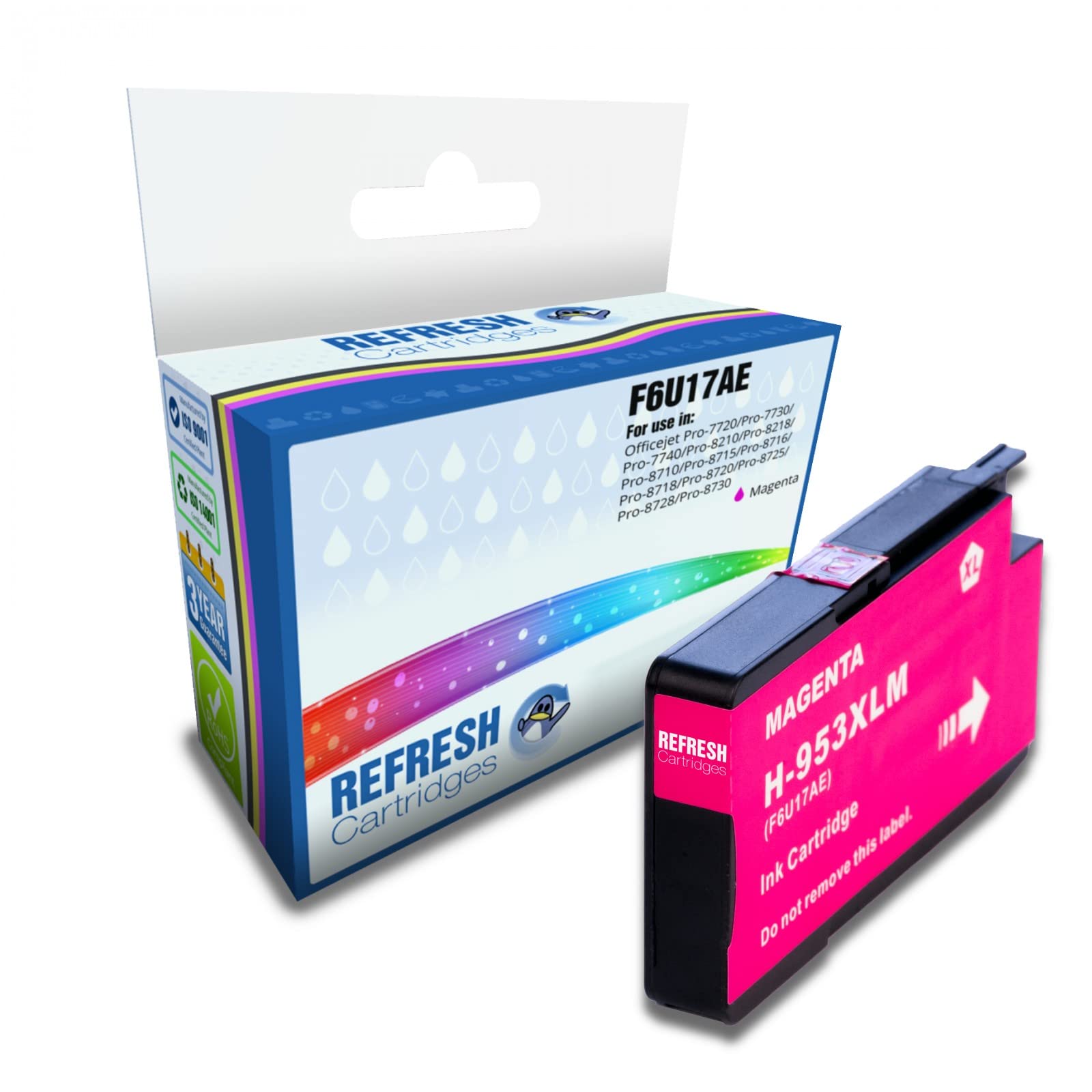 Refresh Cartridges Remanufactured Ink Cartridge Replacement for HP 953XL F6U17AE (Magenta)