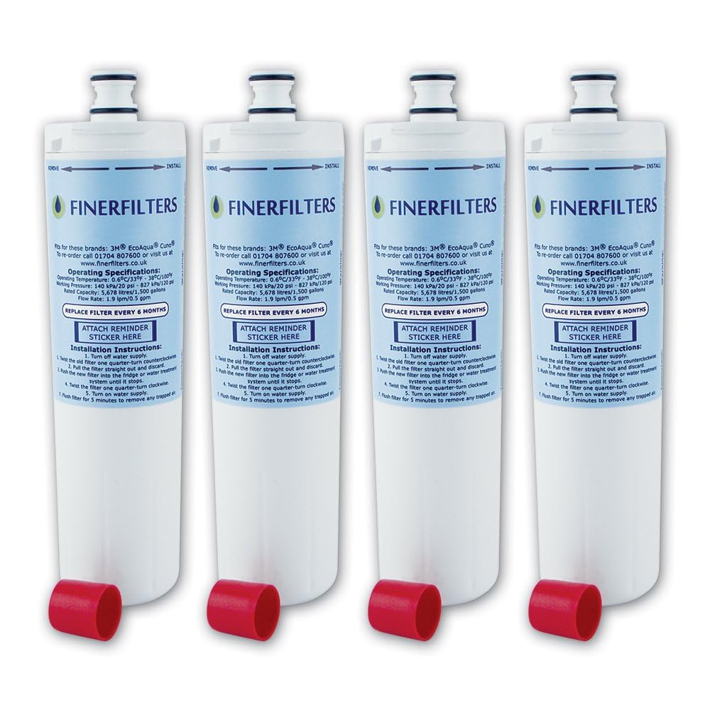 Finerfilters FF-87 Fridge Water Filter (4-Pack) Compatible with Bosch, Siemens, Neff CS-52/CS-452 Fridge Water Filter