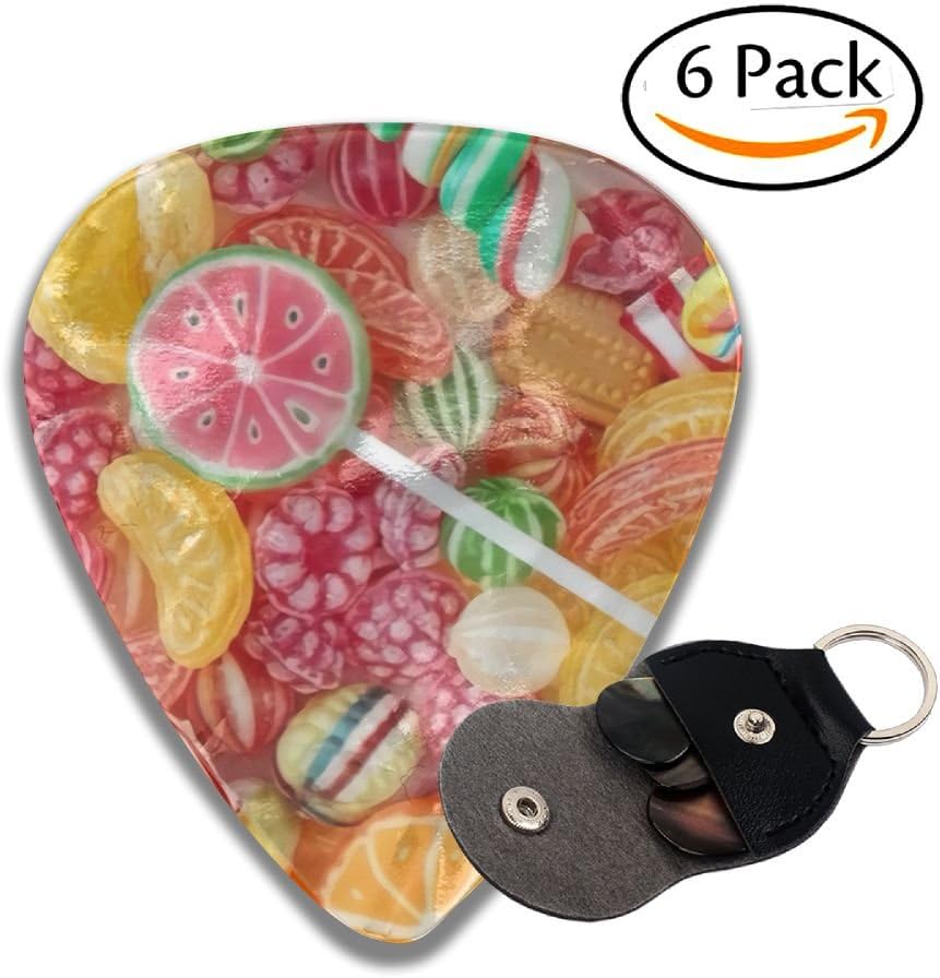 Doppyee Classic Fruit Candy 351 Shape Celluloid Guitar Picks 6 Pack Includes Thin, Medium & Heavy Gauges