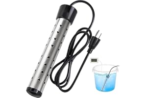 KVNTOOLS Portable Water Heater – 1500W Immersion Heater for Bathtub with Switch Control, Bucket, Hot Tub, and Mini Inflatable Pool – Fast Heating with Rust-Resistant 304 Stainless Steel Cap(Black)