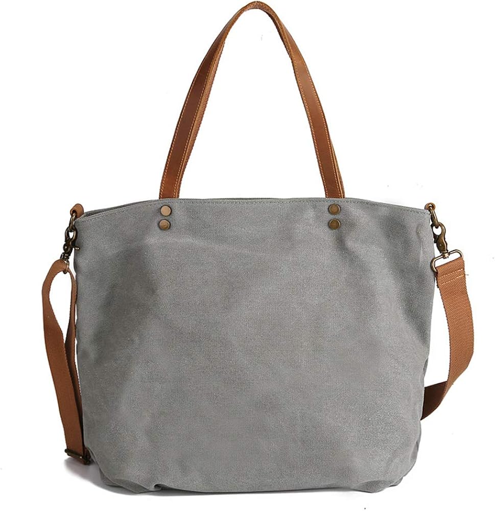 Woman Canvas Hobo Bag Solid Color Top Shoulder Bag Large