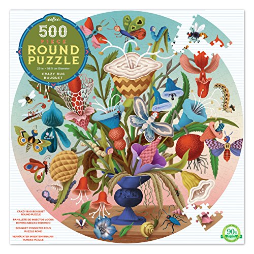 eeBoo Crazy Bug Bouquet Round Puzzle, 500 Pieces
