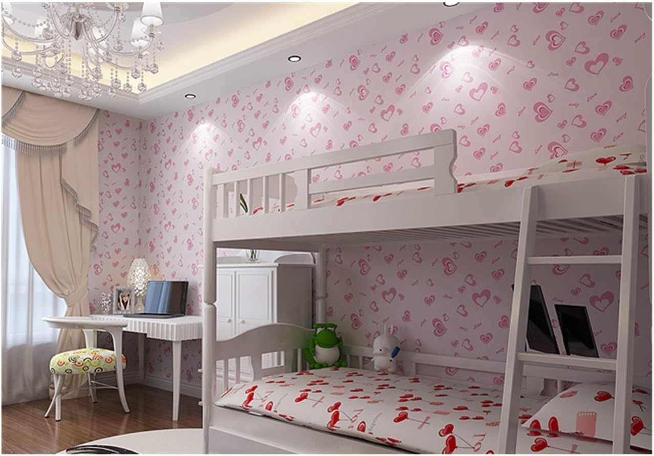 Peel and Stick Wallpaper for Girls Pink - Self Adhesive Wallpaper for Nursery Room Kids Bedroom - Removable Wall Sticker Contact Paper, Shelf Liner, 17.7 x 394 inches