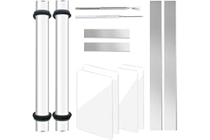 12 Polymer Clay Tools Acrylic Rolling Pin with Thickness Rings for Sculpting Craft Shaping Knife Cutters Slicer Kit Clear Rec