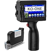 KOONE Handheld Inkjet Printer, 0.5 Inch Nozzle, Portable Inkjet Printer Gun for Text QRCode Barcode Production Date Time Logo Batch Number Print on Metal Wood Glass Cloth Carton Plastic (Black)