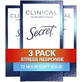 Secret Antiperspirant Clinical Strength Deodorant for Women, Soft Solid, Stress Response, 1.6 Oz, (Pack of 3)