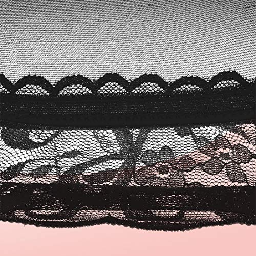 Slocyclub Women 3 Pieces Lace Garter Belt and Stockings Sets, Black, 2XL(US 10)