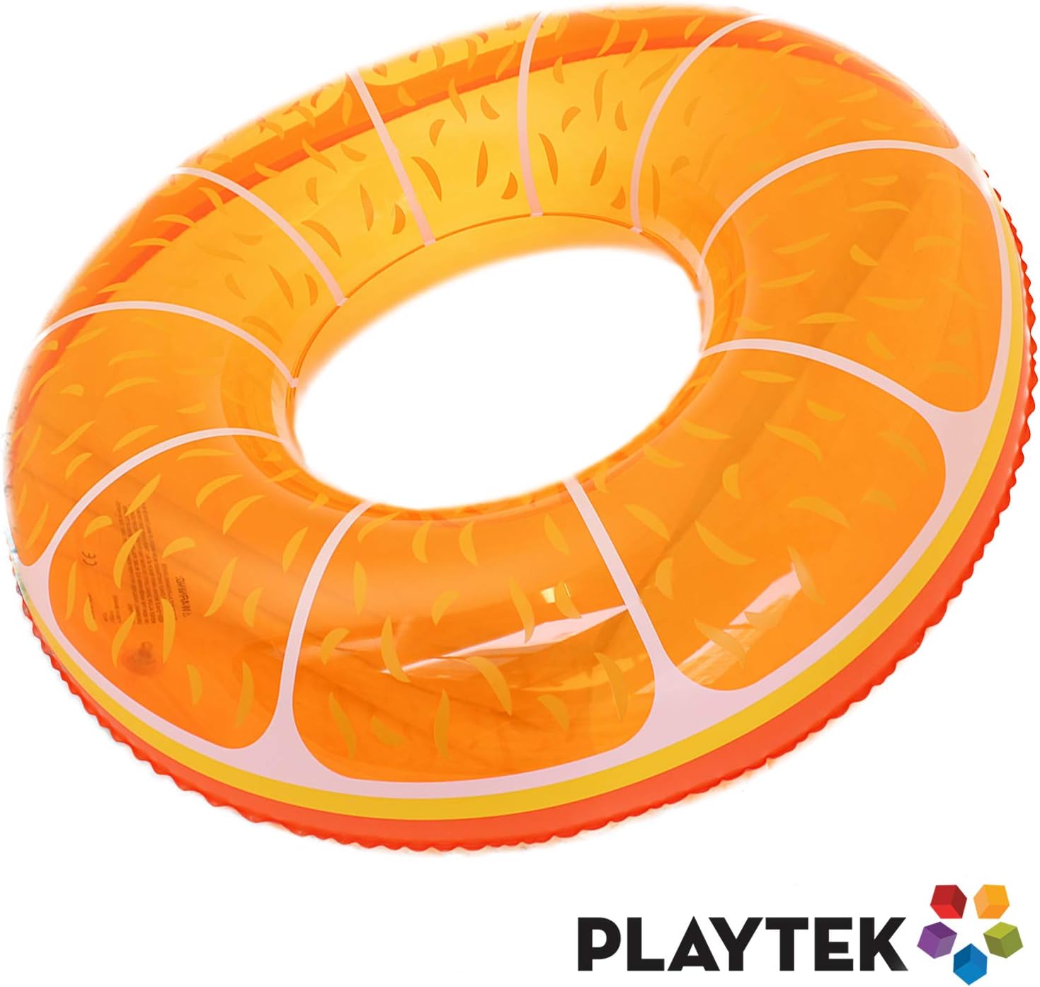 Playtek Giant Pool Float Ring, Large Round Orange Swim Tube, Durable Floats for Swimming on Beach, Pool, Water Sports
