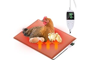 GIFANK Chicken Heating Pad Chicken Coop Heater Temperature and Timer Adjustable Led Display Chicken Brooder Heated Mat with Anti Bite Cord Chick Brooder Heating Plate for coop Orange -11.7" X 15.6"