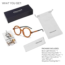 Gleyemor Retro Round Blue Light Glasses for Men