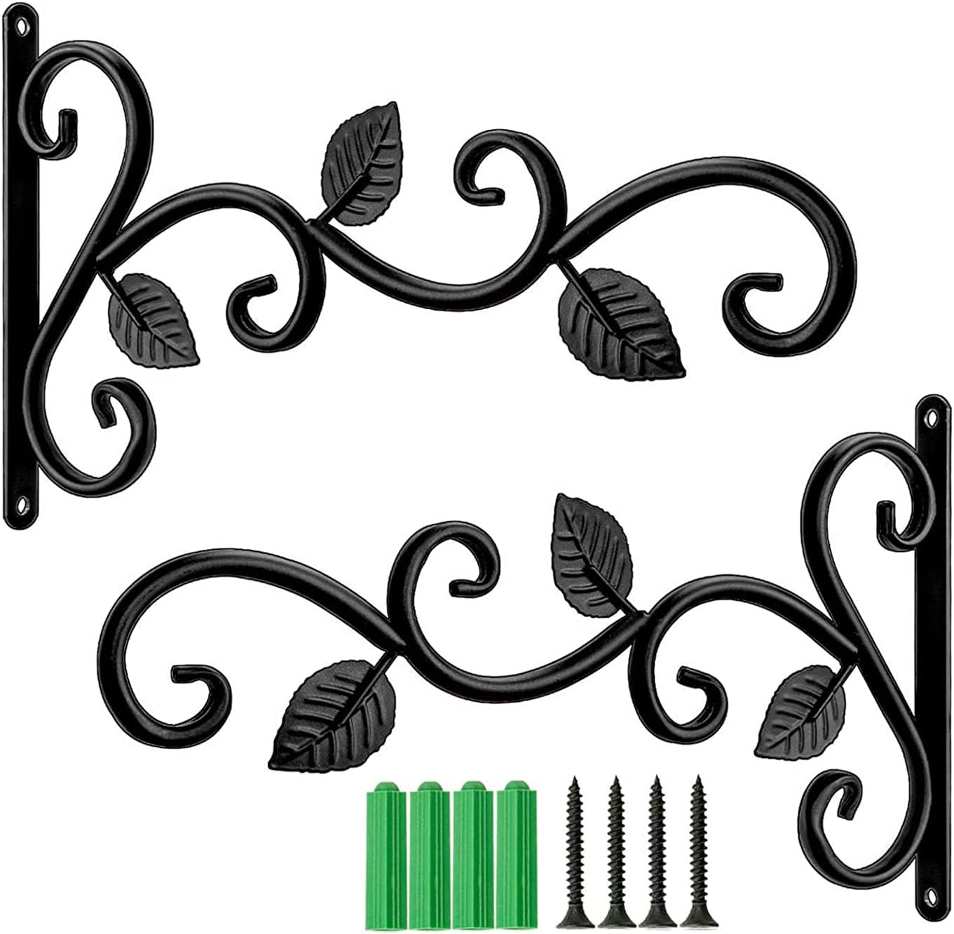 Outdoor Hanging Brackets - 2 Pack Plants Hangers Outdoor Indoor Decor, Wall Hooks for Hanging Plant Bracket, Plant Hooks for Bird Feeder, Wind Chime, Lights, Lanterns