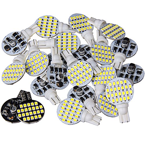 20 x Super Bright 6000k Pure White 4.8w T10 921 194 Boat, Iandscaping, RV, Trailer & Camper Interior Wedge 24-SMD LED Light Bulb 12v
