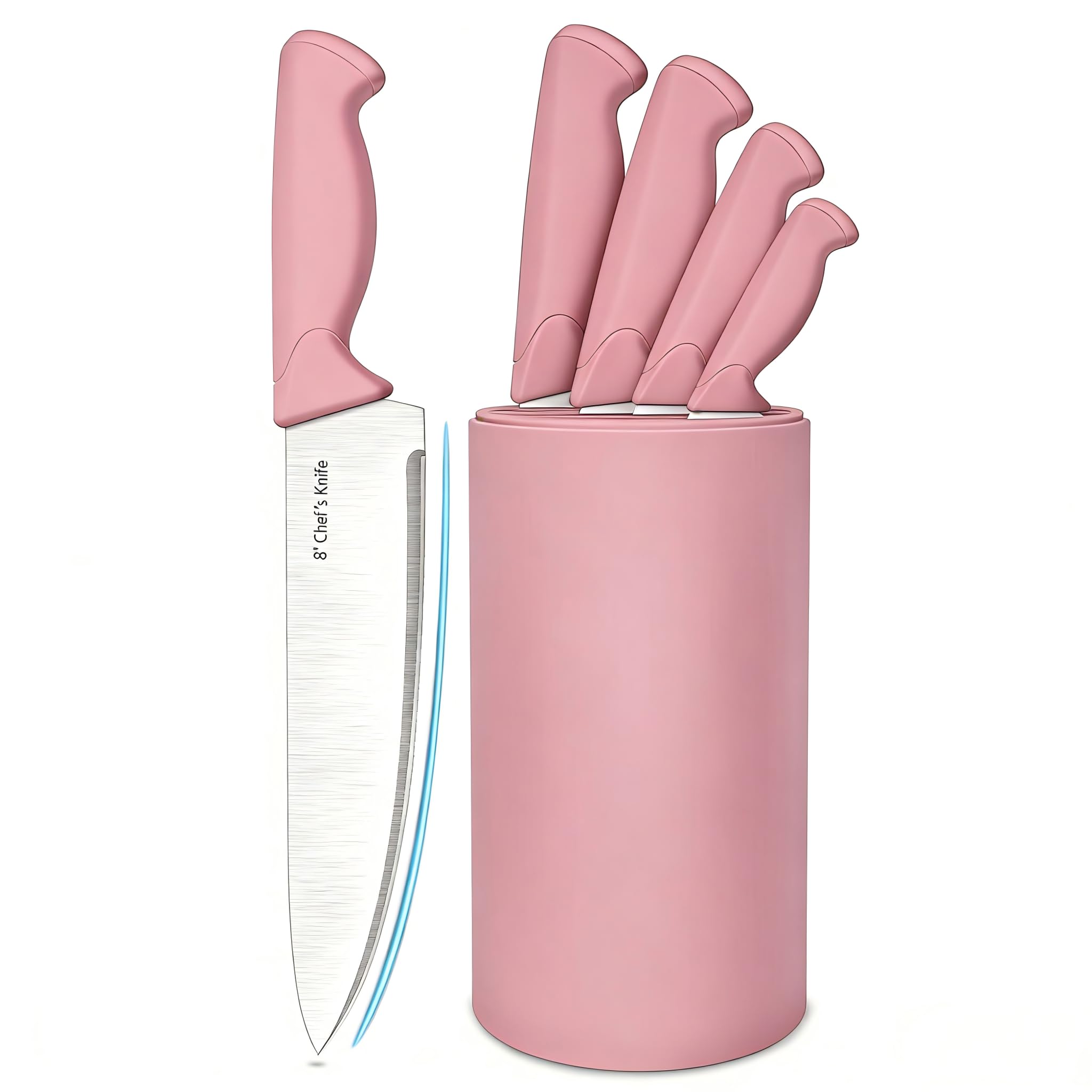 Photo 1 of **INCOMPLETE** HENKELIVING Knife Block, Kitchen Knife Block Pink, German High Carbon, Durable & Easy Clean Knife Block, Peach Pink