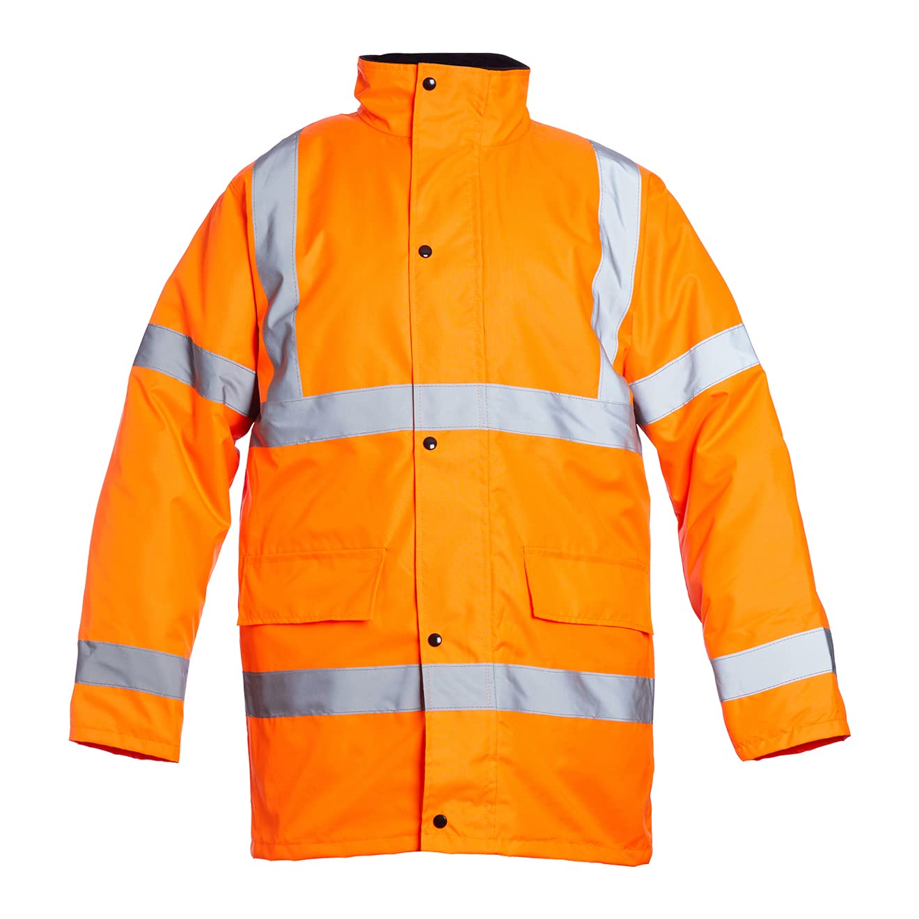 Blackrock Orange Hi Vis Waterproof Jacket, Men’s and Women's Reflective Work Jacket, High Visibility Safety Workwear, Comfort Fleece Lined Collar and Quilt Lined Coat, Fully EN Certified - Size 5XL