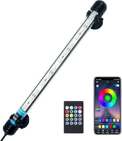 VARMHUS Submersible LED Aquarium Light with APP Remote 12V RGB 29 Modes 28cm