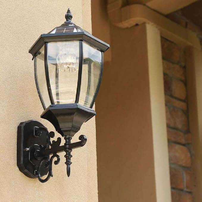 Traditional Victoria Vintage Garden LED Solar Wall Lamp European Retro