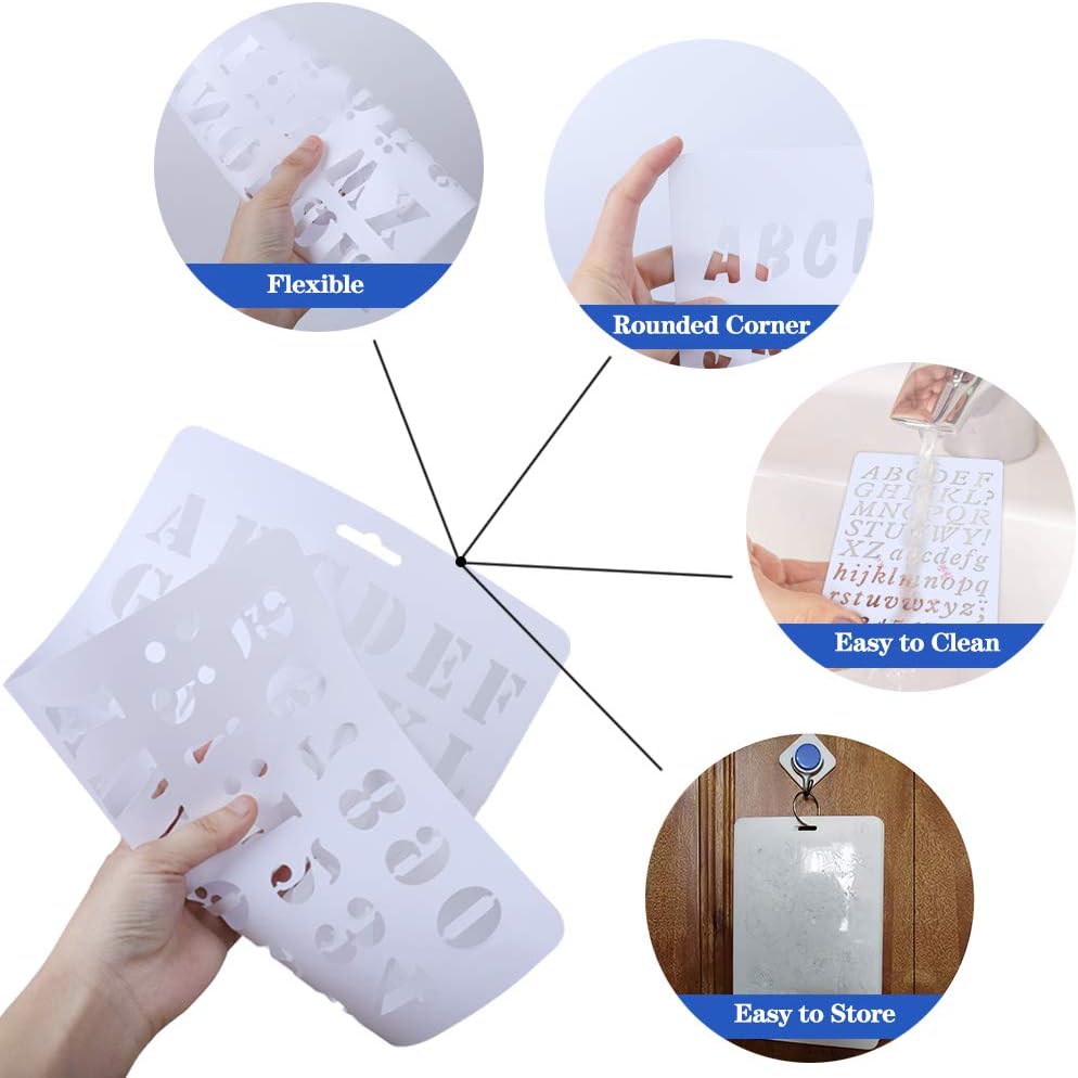 UCEC 6 PCS Letter and Number Stencils, 8.2x12.2 Inch Alphabet Stencils Reusable Template Sets for Bullet Journal Supplies, Card, Scrapbooking and DIY Craft Projects : Kitchen & Dining