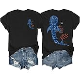 Shark Shirt V Neck Whale Shark Shirt Women Whale Ocean T-Shirt When You Go Through Deep Waters Christain Graphic Tees