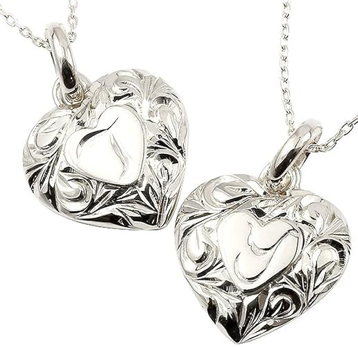 Amazon アトラス Atrus ネックレス メンズ ハワイアンジュエリー ペア Pt900 プラチナ ハート 花文字 イニシャル スクロール ペンダント Pt850チェーン ジュエリー 通販