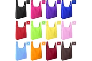 Bouiexye 12 Pack Reusable Grocery Bag Foldable Washable with Storage Pouch Grocery Tote Bags for Shopping Groceries Travel
