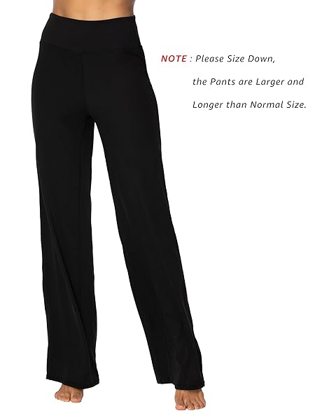 SUNZEL WOMENS FLARE YOGA PANTS WITH WIDE LEG AND HIGH WAIST TUMMY CONTROL BOOTCUT PANTS FOR WORKOUT EXERCISE RUNNING (30″, BLACK, M)