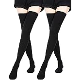 SATINIOR Extra Long Socks Thigh High Cotton Socks Extra Long Knee Boot Stockings for Women