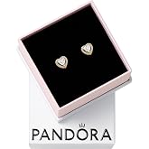 PANDORA Timeless Sparkling Elevated Heart Stud Earrings | 14k Gold Plating &amp; Cubic Zirconia, Jewelry for Women with Gift Box