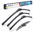 ICEXSNOW® 16"/14"/14"+10" Front and Rear Windshield Wiper Blades Replacement for Toyota FJ Cruiser 2014 2013 2012 2011 2010 2009 2008 2007 (Set of 4) J/U Adapter OE:85242-35040