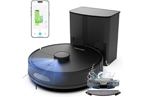 EITTON Robot Vacuum and Mop, Robot Vacuum Self Emptying with 5000Pa Suction, 3-in-1 LiDAR Navigation, Home Mapping, No-Go Zones, Up to 60 Days Hands Free Cleaning, Wi-Fi/App/Alexa, Hard Floors, Carpet