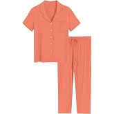Latuza Women's Petite Pajamas Set Short Sleeve Petite Size Pants
