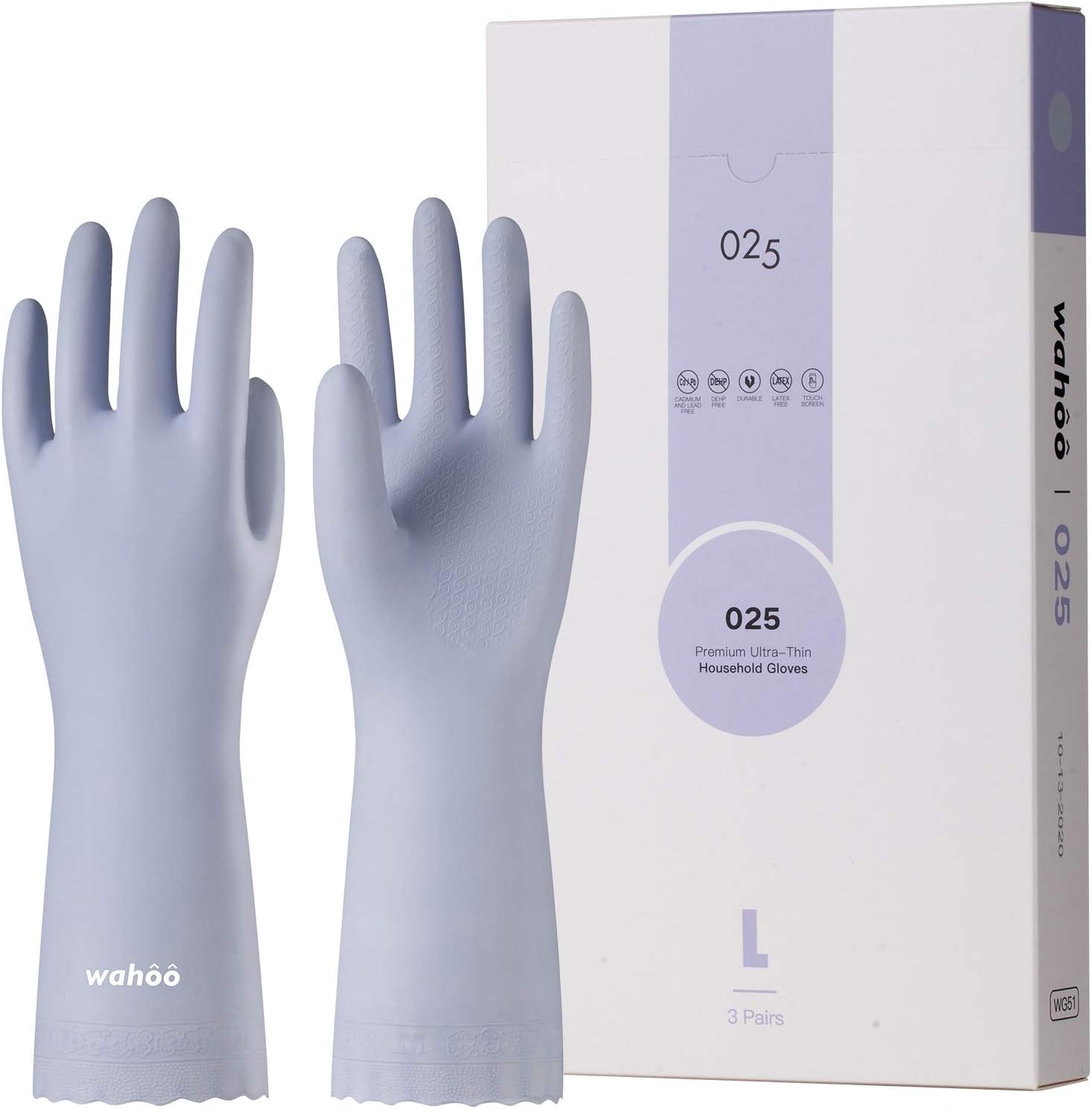 LANON Wahoo 3 Pairs PVC Household Cleaning Gloves, Reusable Unlined Dishwashing Gloves, Non-Slip, Small: Health & Personal Care