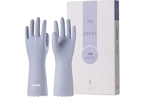 LANON 3 Pairs wahoo Skin-Friendly Cleaning Gloves, Unlined Dishwashing Kitchen Gloves, Reusable, Non-Slip, Icelandic Blue, Me