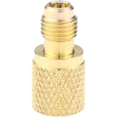 R134A Brass Adapter Fitting, 1/4" Male to 1/2" Female ACME Tank Adapter | Refrigerant Tank Adapter with Valve Core, Fits for AC Refrigerant System, Connect R12 Hose to R134A Refrigerant Tank