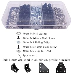 200pcs M5 T-Nuts Screws Kit for 2020 2040 8020