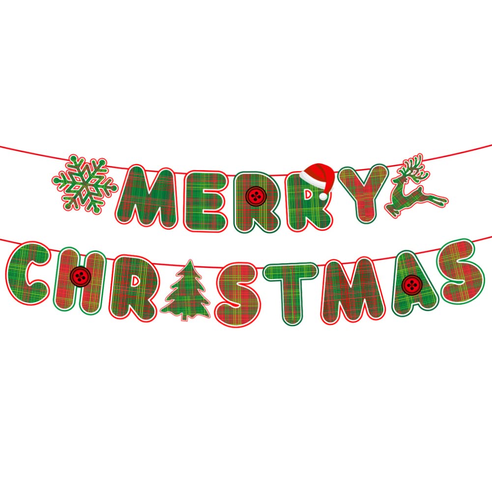 Merry Christmas Banner for Home Indoor Fireplace Decor Wall Decor Decorations