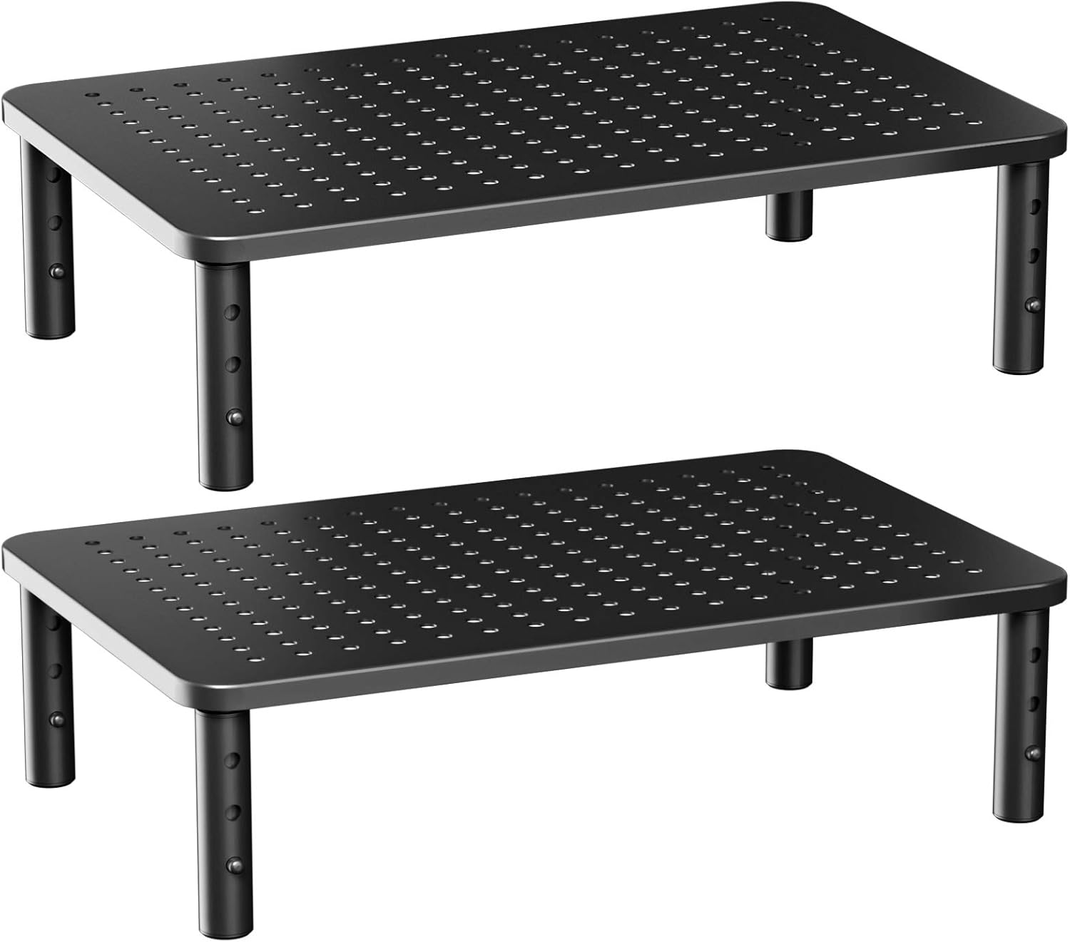 HUANUO 2-Pack Monitor Stand, 3 Height Adjustable Monitor Riser for Laptop Computer, iMac, PC, Printer