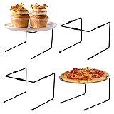 MyGift Black Metal Pizza Table Stands, Tabletop