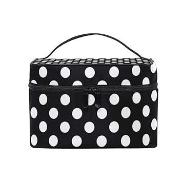 black and white polka dot bag