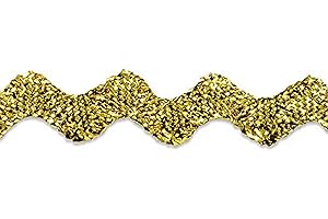 TRIMS BY THE YARD Expo International 3/8" Medium RIC Rac Trim, 36 Yards, Metallic Gold