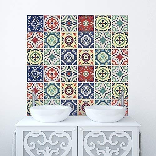 Traditional Tile Stickers Transfers for Kitchen, Bathroom and Furniture DIY (Pack of 20, Vintage)