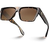 VISOONE Oversized Square Flat Top Sunglasses Women Men Retro Trendy Fashion Accessories UV400 Protection Shades Alba