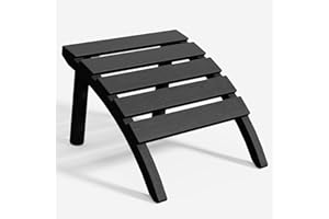 FONTOI Adirondack Ottoman, HDPE Plastic Adirondack Chair Footstool, All Weather Outdoor Footrest for Patio, Backyard, Lawn, Fire Pits, Black