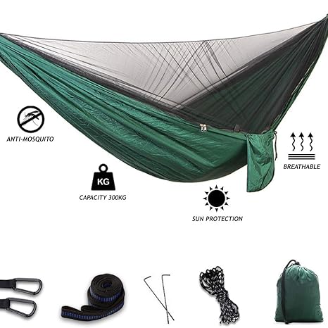 WCBDUT Ultraleichte Moskito Netz Reise Camping Hängematte | 440lbs Tragkraft, Schnell Trocknende Fallschirm Nylon Camping Hängematte für Trekking, Strand, Garten, Outdoor