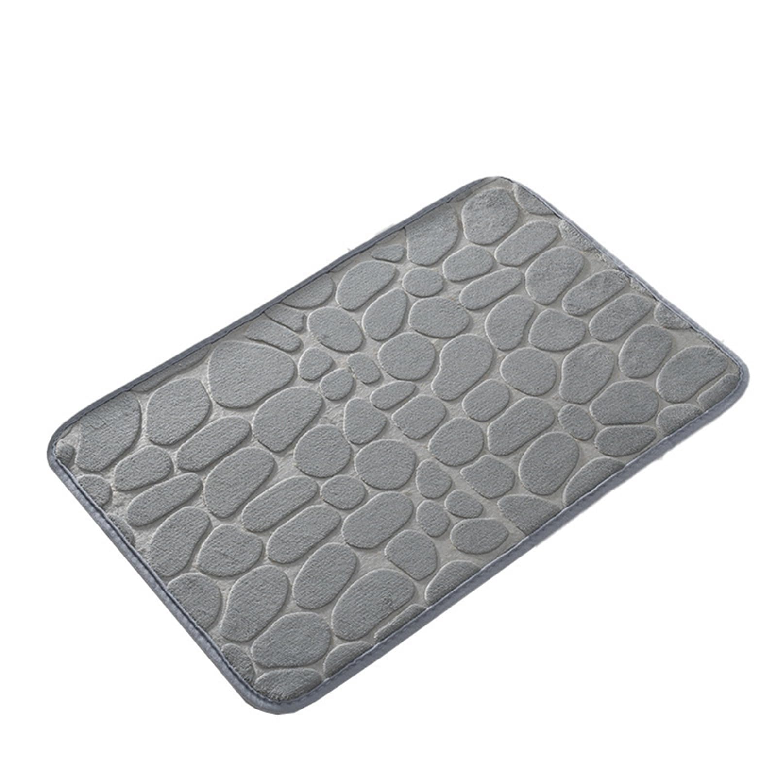 soulnioi Non Slip Bathroom Mat, Memory Foam Bath Mat Pebble Bathroom Rug Soft Absorbent Washable Shower Tub Mat, 40x60cm - Grey