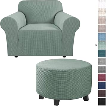 Amazon Com 1 Piece Sofa Cover For Armchair 32 48 Bundle Round Ottoman Slipcover Furniture Decor
