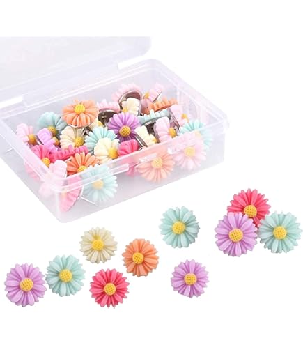 30 Chinchetas De Flores, Alfileres De Corcho, Bonitos Pasadores De Bordado De Tela Colorida, Chinchetas Para Tablón De Anuncios, Chinchetas Coloridas, Organización De Oficina O Decoración Del Hogar