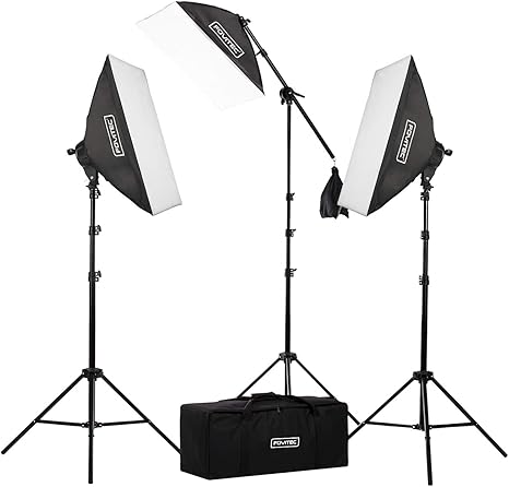 Kit de iluminación de estudio fotográfico y de vídeo con caja de luz 20 x 28 